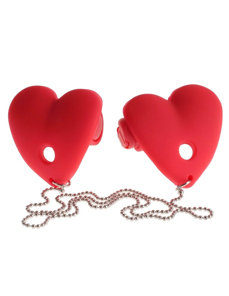 FFS Vibrating Heart Pasties Red Breast and Nipple Toys