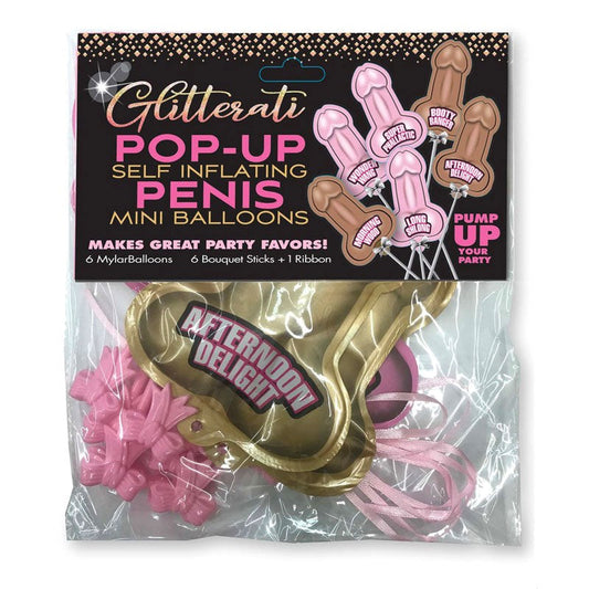Little Genie's Glittering Penis Balloons - 6 Pack - Bachelorette and Bucks