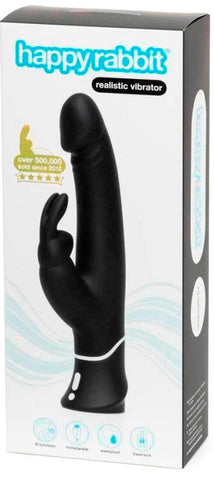 Happy Rabbit Rechargeable Realistic Vibrator Black - Rabbit Vibrators