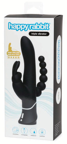 Happy Rabbit Rechargeable Triple Curve Vibrator Black - Rabbit Vibrators