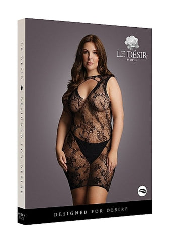 High Neck Lace Mini Dress - Hosiery