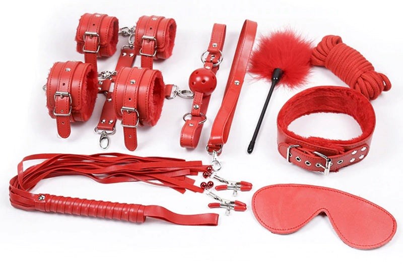 Hogtie Fur Lined Body Restraints Kit 10 Pcs Bondage Kits