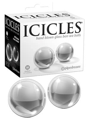 Icicles Medium Hand Blown Glass Ben-Wa Balls Personal Massagers