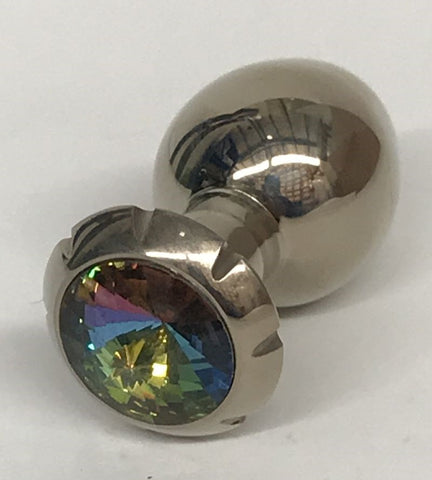 Jewelled Lotus Metal Butt Plug Small Rainbow - Steel Sex Toys
