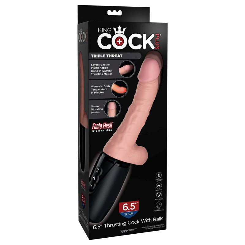 King Cock + 6.5 Inch 3D Thrusting Cock Vibrating Dildos