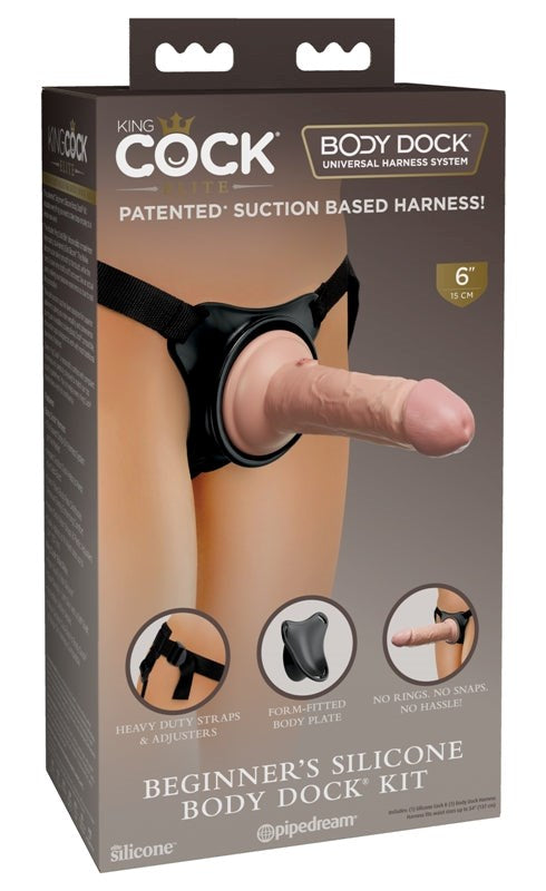 King Cock Elite Beginners Silicone Body Dock Strap-On Harness Ki Realistic Dildos