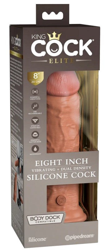 King Cock Elite Vibrating Dual Density Silicone Cock Tan Realistic Dildos