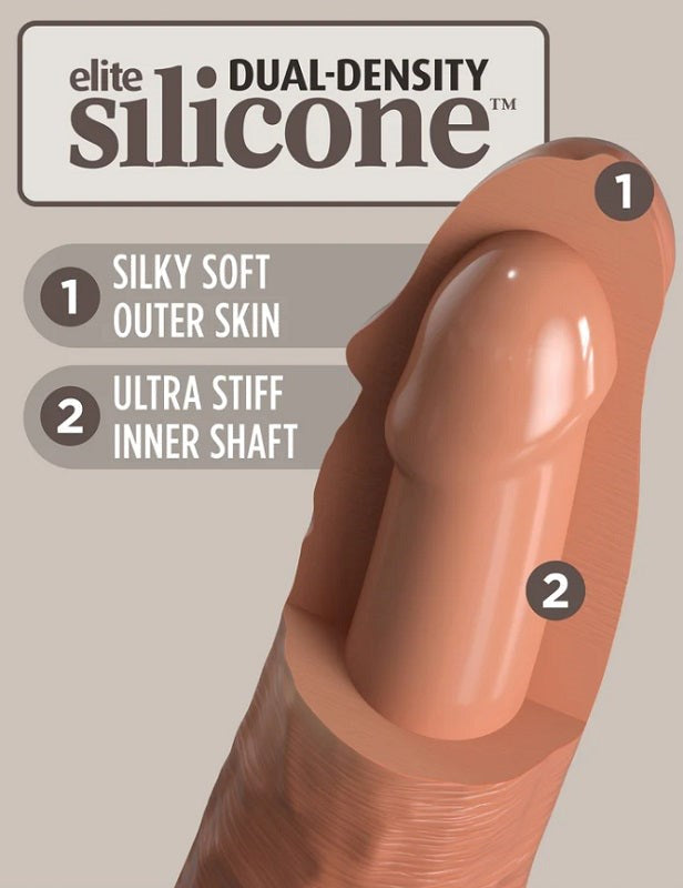 King Cock Elite Vibrating Dual Density Silicone Cock Tan Realistic Dildos