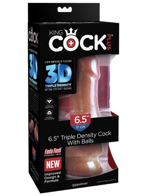 King Cock Plus 6.5 in. Triple Density Cock with Balls Tan Realistic Dildos