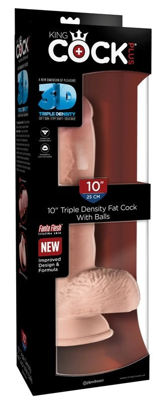 King Cock Plus Triple Density Fat Cock with Balls Flesh 10 inch Realistic Dildos