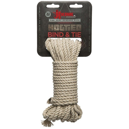 Kink Bind And Tie Hemp Bondage Rope Natural 50 Feet - Cuffs and Restraints