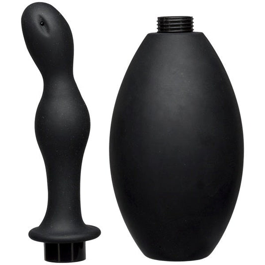 Kink Flow Flush Silicone Anal Douche & Accessory Black - Enemas and Douches