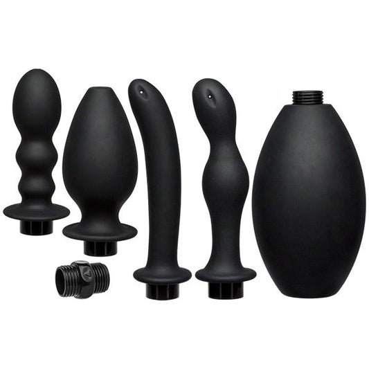 Kink Flow Full Flush Silicone Anal Douche and Accessory Black - Sex Kits