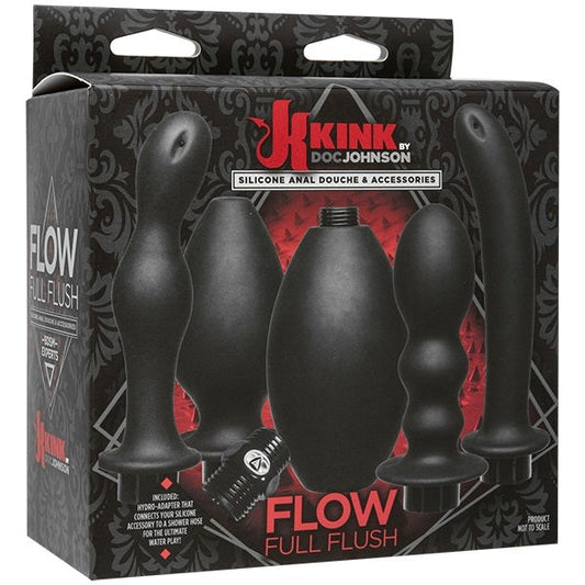 Kink Flow Full Flush Silicone Anal Douche and Accessory Black - Sex Kits