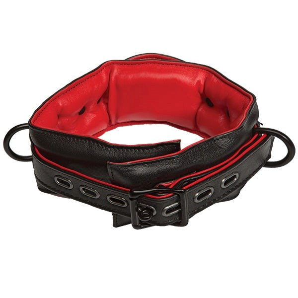 Kink Leather Handlers Collar Black and Red Collars And Cuffs