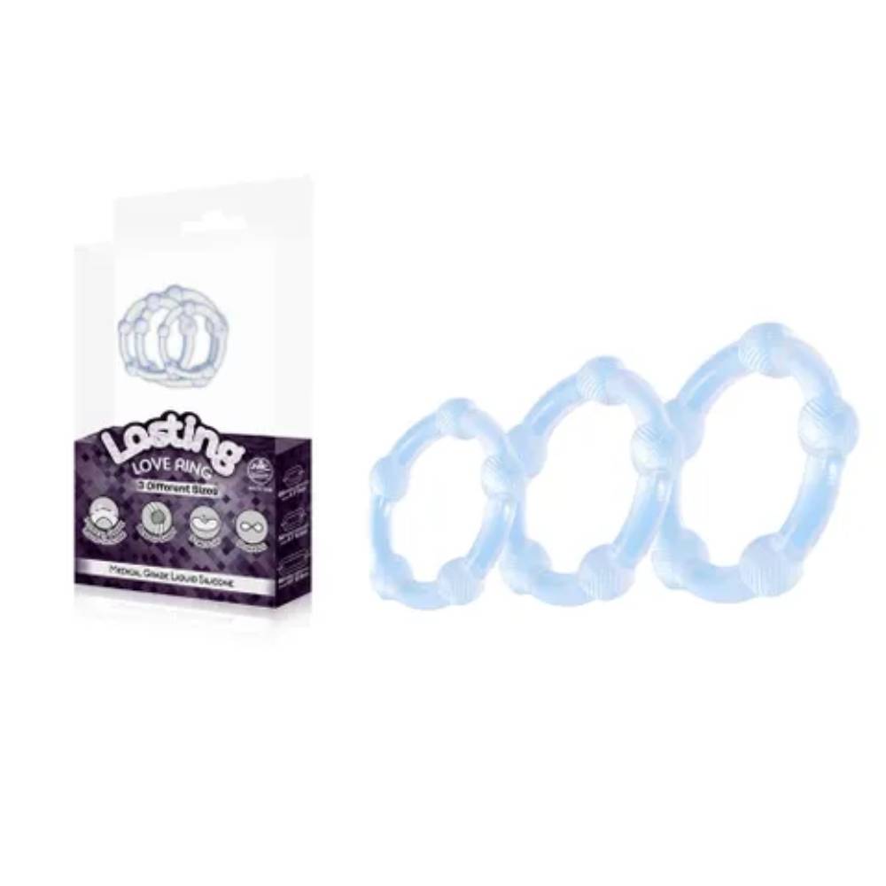 Excellent Power Lasting 3 Piece Beaded Love Rings Set Cock Ring Sets