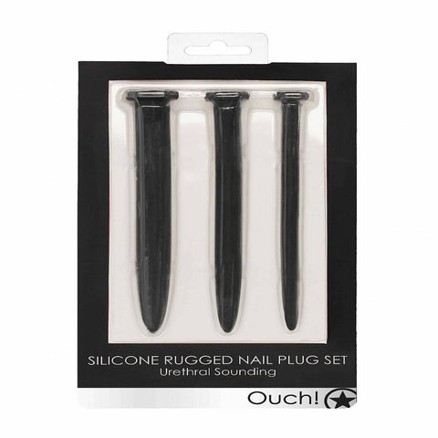 Shots Toys Silicone Rugged Nail Urethral Sounding Plug Set - Urethral Sounds