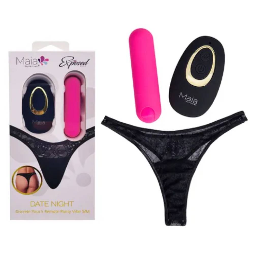 Maia DATE NIGHT Panty Vibrator With USB Rechargeable Bullet and Remote Pink Remote Control Vibrators