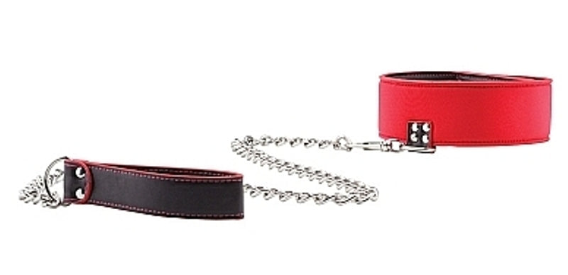 Ouch Reversible Collar with Leash Red Collars and Leads