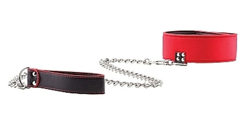 Ouch Reversible Collar with Leash Red - Collars and Leads