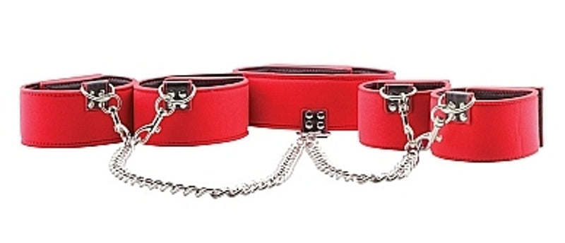 Ouch Reversible Collar / Wrist / Ankle Cuffs Red Cuffs and Restraints