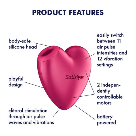 Satisfyer Cutie Heart Battery Operated Air Pulse Clit Vibe - Clit Ticklers and Pulsators