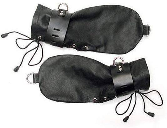 KinkLab Leather Bondage Mittens - Cuffs and Restraints