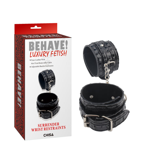 Behave Surrender Adjustable Wrist Restraints Black - Cuffs And Restraints