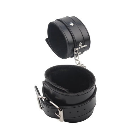 Behave Obey Me Leather Fetish Ankle Cuffs Black - Cuffs And Restraints