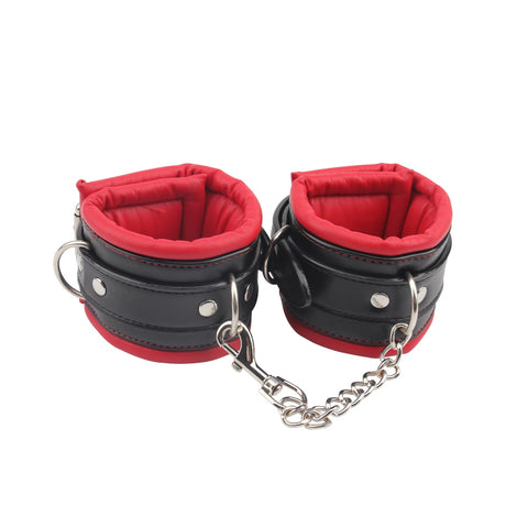 Behave Super Soft BDSM Ankle Cuffs Red / Black - Cuffs And Restraints