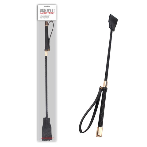 Behave Mischief Crop Super Soft Leather Tip Black - Whips And Crops