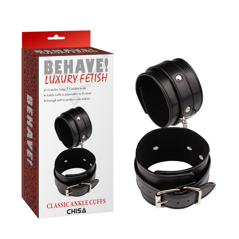 Behave Classic Adjustable Bondage Ankle Cuffs Black Cuffs And Restraints