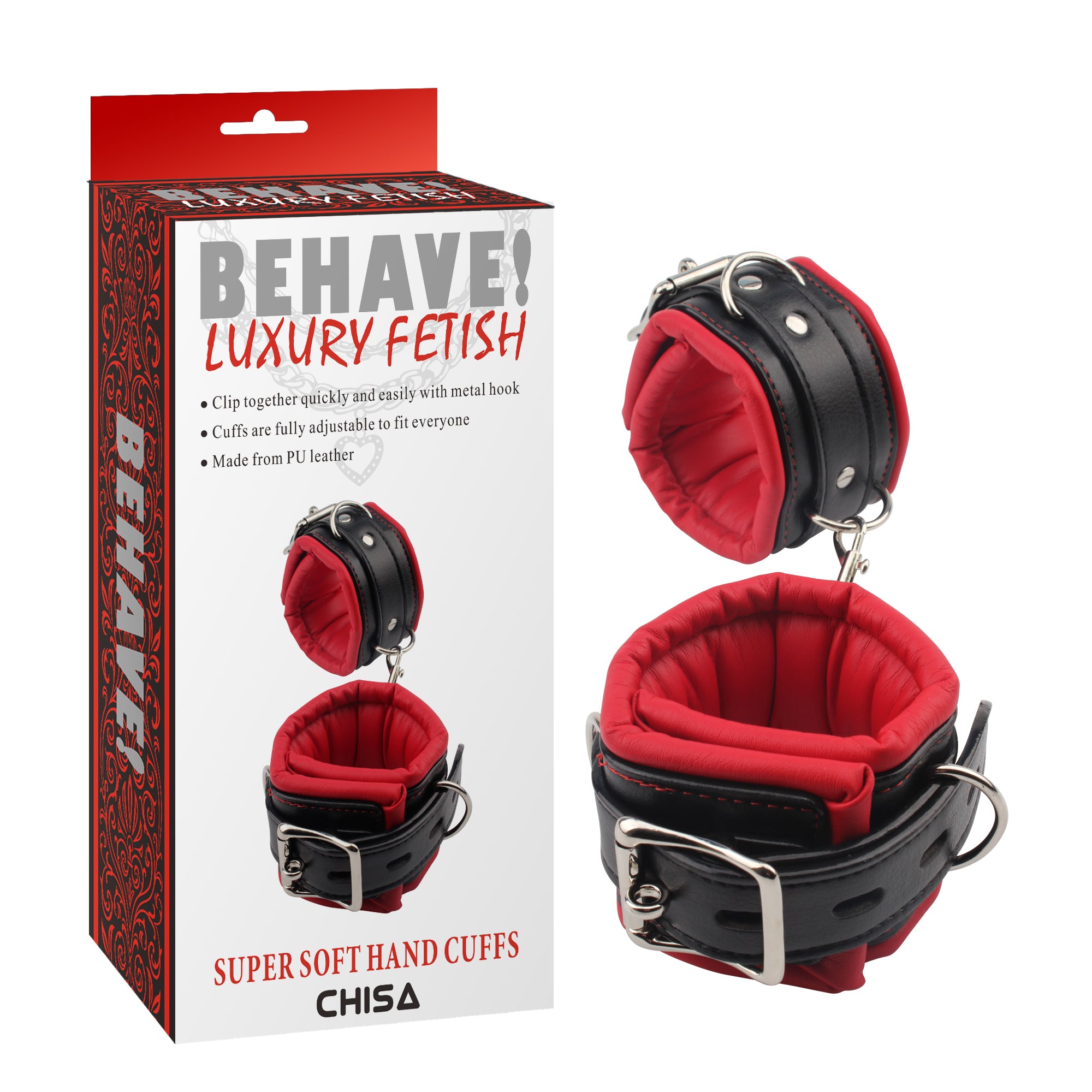 Behave Super Soft BDSM Play Hand Cuffs Red / Black Cuffs And Restraints