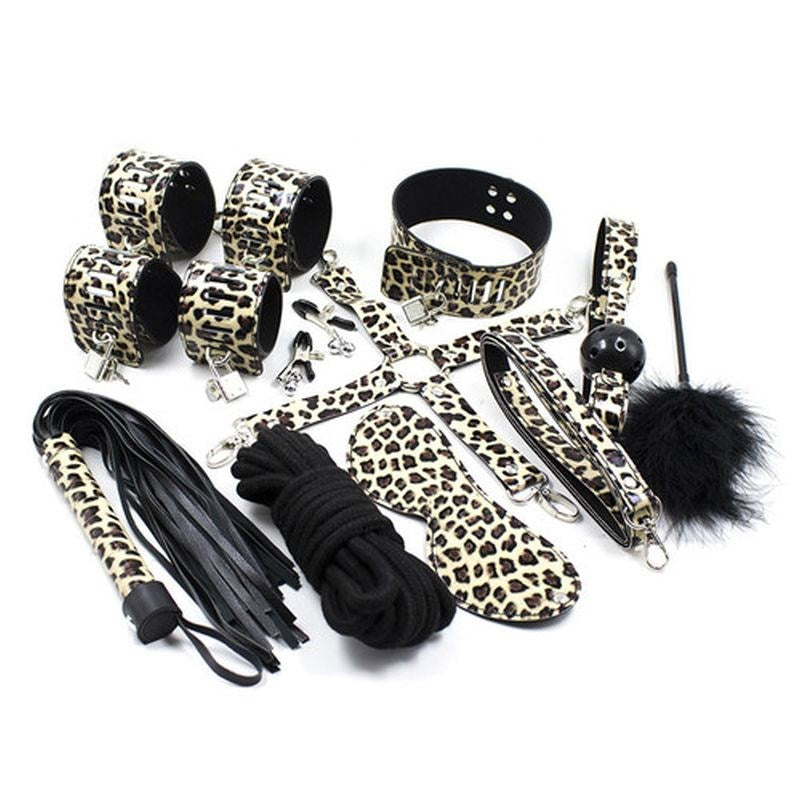 Leopard Print 10 Piece Bondage Kit Bondage Kits