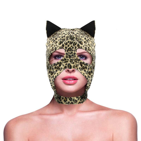 Leopard Print Fetish Hood - Bondage Hoods