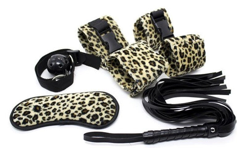 Leopard Print Soft Restraint Kit 5 piece Bondage Kits