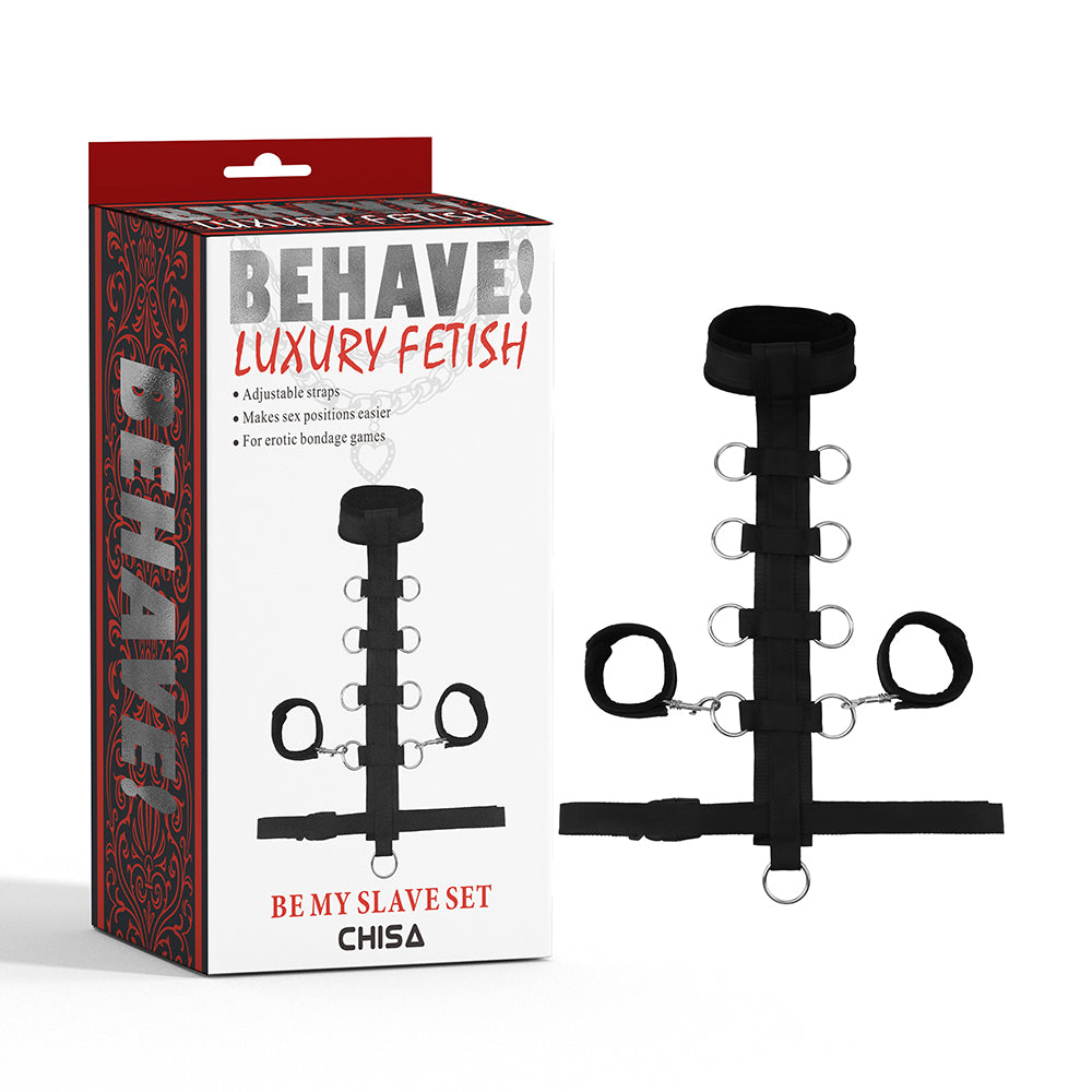 Behave Be My Slave Bondage Set Black Cuffs And Restraints