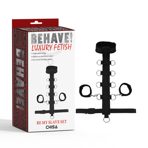 Behave Be My Slave Bondage Set Black - Cuffs And Restraints