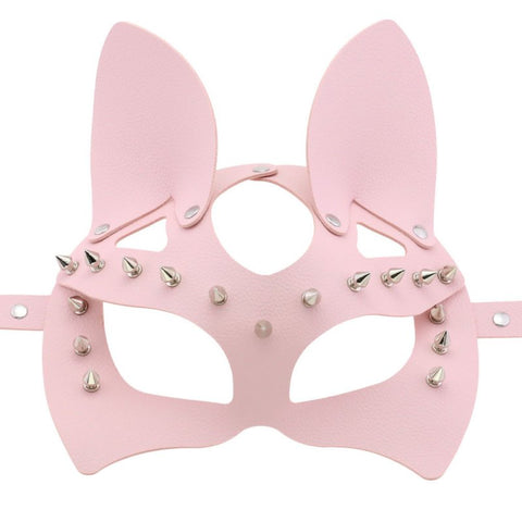 BDStyle Faux Leather Rivet Spike Mask - Blindfolds And Masks