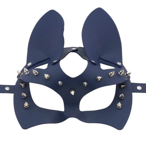 BDStyle Faux Leather Rivet Spike Mask - Blindfolds And Masks