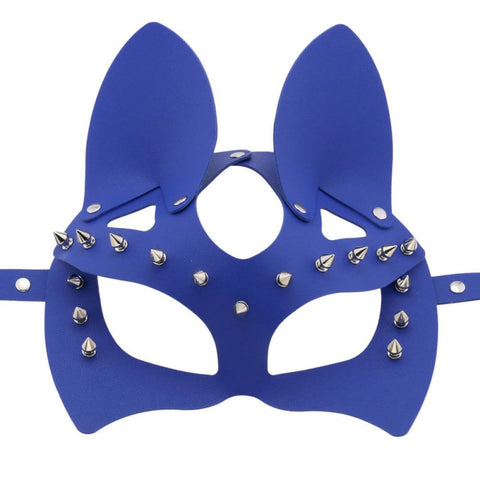 BDStyle Faux Leather Rivet Spike Mask - Blindfolds And Masks