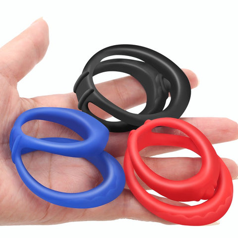 BDStyle Double Soft Ring Delay Silicone Cock Ring - Stretchy Cock Rings