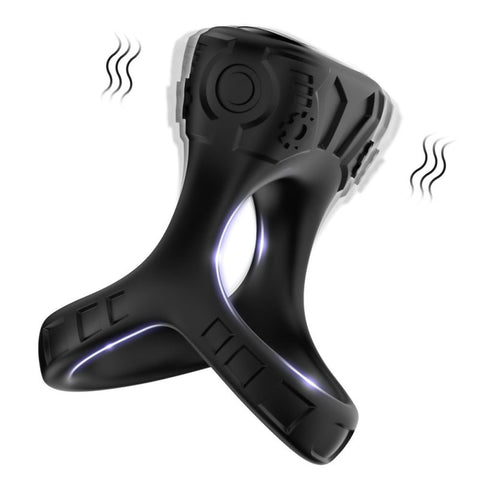 BDStyle 9 Functions Double Cock Ring with Clitoral Stimulator - Vibrating Cock Rings