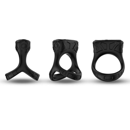 BDStyle 9 Functions Double Cock Ring with Clitoral Stimulator Vibrating Cock Rings