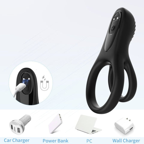 BDStyle 9 Functions Flexible Rooster Ring For Men - Vibrating Cock Rings