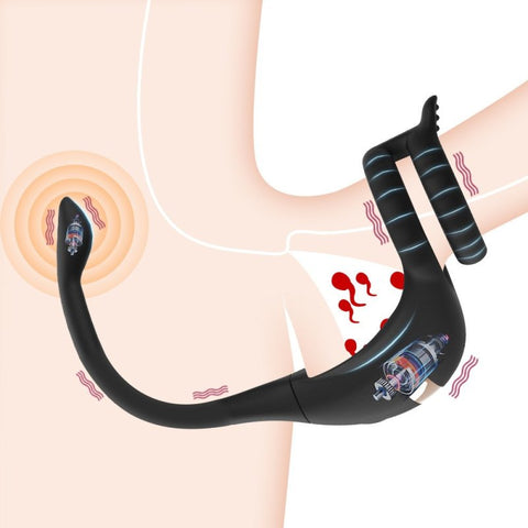 BDStyle App Smart Dragon Knight Mens Cock Ring With Tail - Vibrating Cock Rings