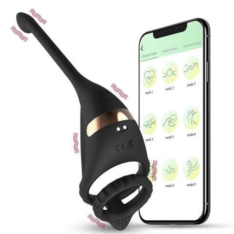 BDStyle App Smart Dragon Knight Mens Cock Ring With Tail - Vibrating Cock Rings