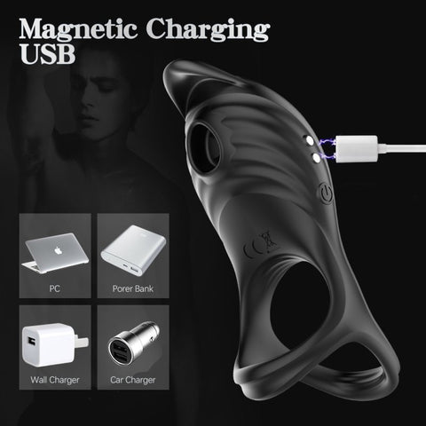 BDStyle 5 Functions Penis Ring Vibrator With Sucking Functions - Vibrating Cock Rings