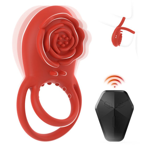 BDStyle Rose 8 Functions Vibrating Penis Ring - Vibrating Cock Rings