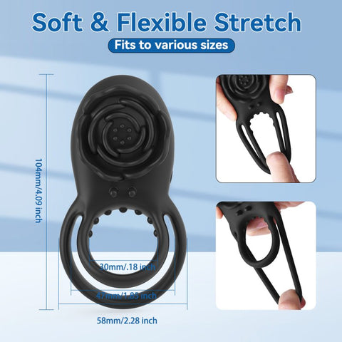 BDStyle Rose 8 Functions Vibrating Penis Ring - Vibrating Cock Rings